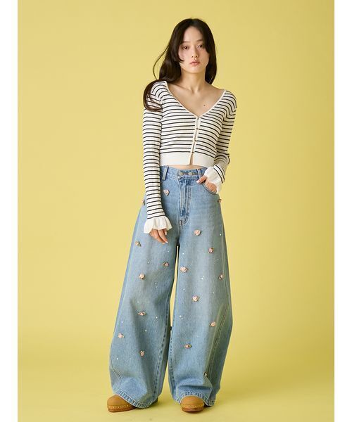 LILY BROWN(リリーブラウン)の「ウォッシャブルVネックニットカーディガン(カーディガン/ボレロ・レディース・ブラック/ピンクベージュ/その他・F)」の6枚目の写真