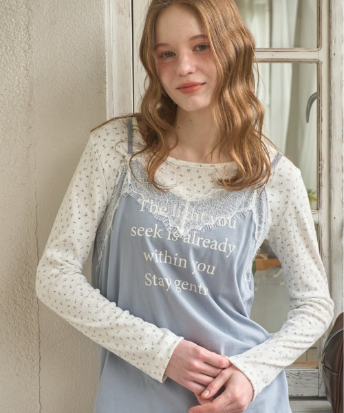 Birthday room(バースデイルーム)の「ロゴレース付キャミチュニック/logo lace cami tunic(キャミソール・レディース・アイボリー/ブルー・FREE)」の2枚目の写真