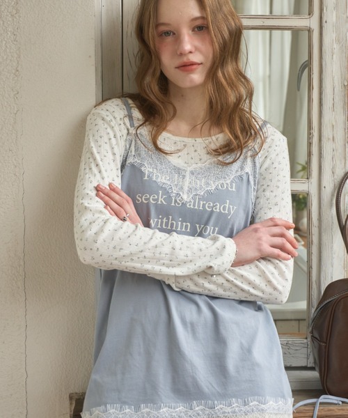Birthday room(バースデイルーム)の「ロゴレース付キャミチュニック/logo lace cami tunic(キャミソール・レディース・アイボリー/ブルー・FREE)」の14枚目の写真