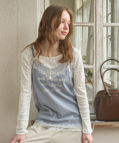 Birthday room(バースデイルーム)の「ロゴレース付キャミチュニック/logo lace cami tunic(キャミソール・レディース・アイボリー/ブルー・FREE)」の15枚目の写真