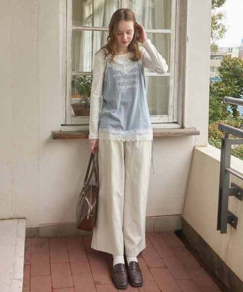 Birthday room(バースデイルーム)の「ロゴレース付キャミチュニック/logo lace cami tunic(キャミソール・レディース・アイボリー/ブルー・FREE)」の16枚目の写真