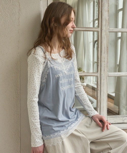 Birthday room(バースデイルーム)の「ロゴレース付キャミチュニック/logo lace cami tunic(キャミソール・レディース・アイボリー/ブルー・FREE)」の17枚目の写真