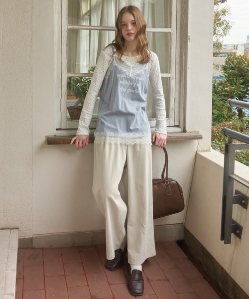 Birthday room(バースデイルーム)の「ロゴレース付キャミチュニック/logo lace cami tunic(キャミソール・レディース・アイボリー/ブルー・FREE)」の18枚目の写真