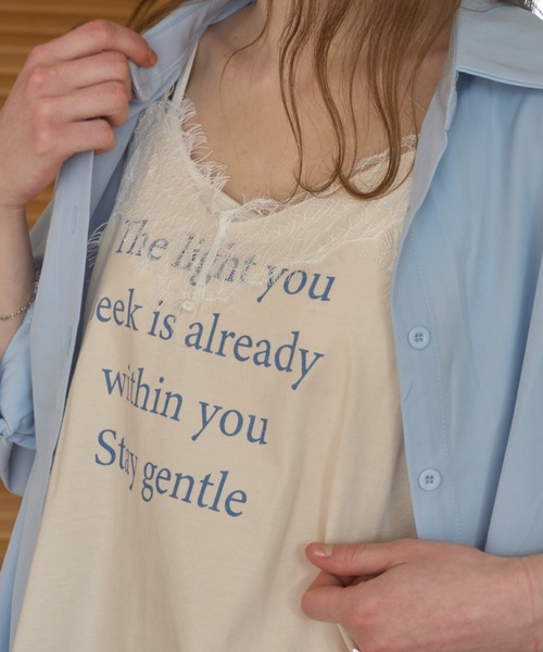 Birthday room(バースデイルーム)の「ロゴレース付キャミチュニック/logo lace cami tunic(キャミソール・レディース・アイボリー/ブルー・FREE)」の3枚目の写真