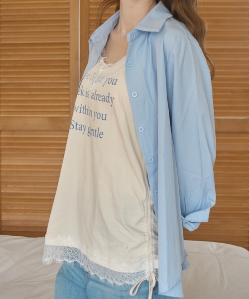 Birthday room(バースデイルーム)の「ロゴレース付キャミチュニック/logo lace cami tunic(キャミソール・レディース・アイボリー/ブルー・FREE)」の5枚目の写真