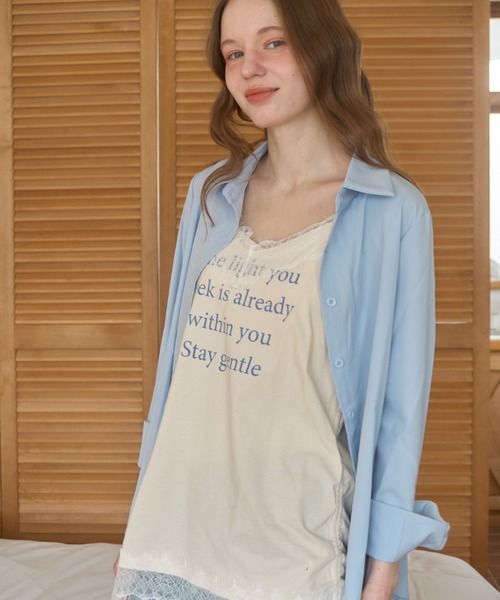 Birthday room(バースデイルーム)の「ロゴレース付キャミチュニック/logo lace cami tunic(キャミソール・レディース・アイボリー/ブルー・FREE)」の6枚目の写真