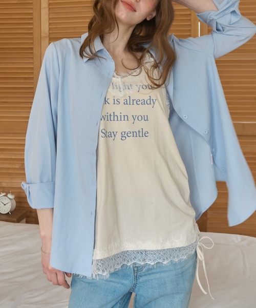 Birthday room(バースデイルーム)の「ロゴレース付キャミチュニック/logo lace cami tunic(キャミソール・レディース・アイボリー/ブルー・FREE)」の8枚目の写真