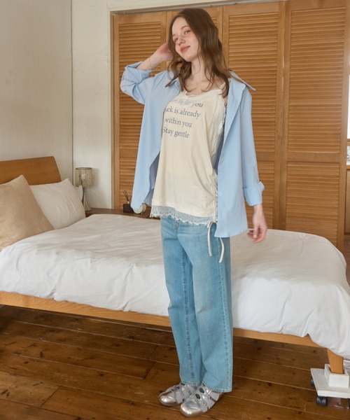 Birthday room(バースデイルーム)の「ロゴレース付キャミチュニック/logo lace cami tunic(キャミソール・レディース・アイボリー/ブルー・FREE)」の10枚目の写真