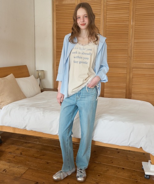 Birthday room(バースデイルーム)の「ロゴレース付キャミチュニック/logo lace cami tunic(キャミソール・レディース・アイボリー/ブルー・FREE)」の9枚目の写真