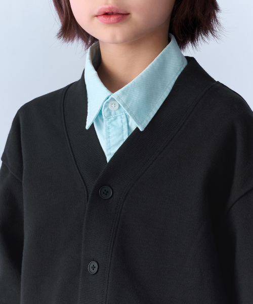 MUSINSA STANDARD KIDS（ムシンサスタンダードキッズ）の「オーバーサイズスウェットカーディガン[ブラック]（カーディガン/ボレロ・レディース・その他・100/140/120/130/160/150/110）」の4枚目の写真