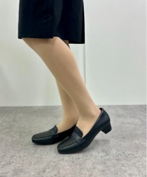 3.5cmヒール スクエアトゥ防水ローファーパンプス 51109