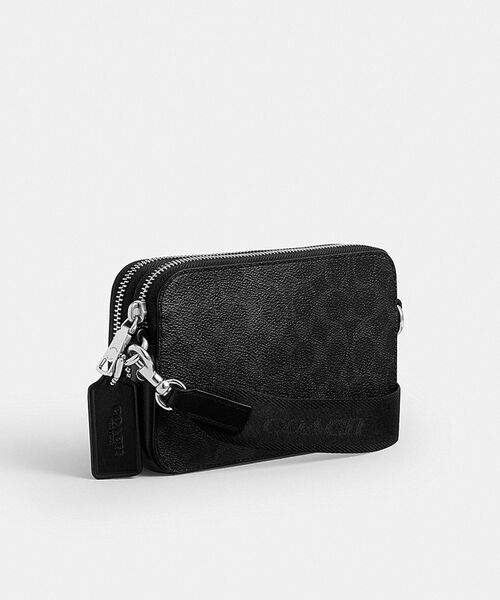 Coach ロゴ柄 ボディバッグ ブラック クリントン クロスボディ バッグ・シグネチャー キャンバス