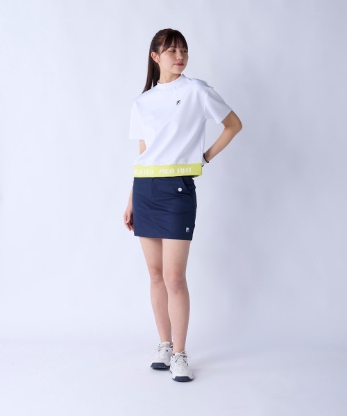 FILA GOLF（フィラゴルフ ）の「【FILA GOLF:フィラゴルフ】レディース半袖モックネックシャツ　ダンボールニット　ゴルフ（シャツ/ブラウス・レディース・ホワイト/イエロー/ミント/ブラック・X-LARGE/MEDIUM/LARGE/XX-LARGE）」の16枚目の写真
