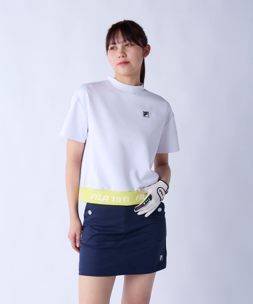 FILA GOLF（フィラゴルフ ）の「【FILA GOLF:フィラゴルフ】レディース半袖モックネックシャツ　ダンボールニット　ゴルフ（シャツ/ブラウス・レディース・ホワイト/イエロー/ミント/ブラック・X-LARGE/MEDIUM/LARGE/XX-LARGE）」の11枚目の写真