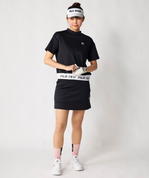 FILA GOLF（フィラゴルフ ）の「【FILA GOLF:フィラゴルフ】レディース半袖モックネックシャツ　ダンボールニット　ゴルフ（シャツ/ブラウス・レディース・ホワイト/イエロー/ミント/ブラック・X-LARGE/MEDIUM/LARGE/XX-LARGE）」の6枚目の写真
