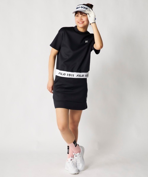 FILA GOLF（フィラゴルフ ）の「【FILA GOLF:フィラゴルフ】レディース半袖モックネックシャツ　ダンボールニット　ゴルフ（シャツ/ブラウス・レディース・ホワイト/イエロー/ミント/ブラック・X-LARGE/MEDIUM/LARGE/XX-LARGE）」の12枚目の写真