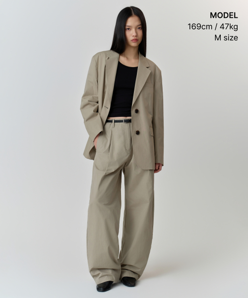 MUSINSA STANDARD WOMAN（ムシンサスタンダードウーマン）の「ウィメンズウォッシュドコットンオーバーサイズブレザー[カーキベージュ]（テーラードジャケット・レディース・その他・X-SMALL/SMALL/MEDIUM/LARGE）」の2枚目の写真