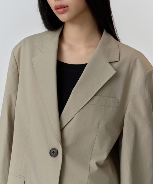 MUSINSA STANDARD WOMAN（ムシンサスタンダードウーマン）の「ウィメンズウォッシュドコットンオーバーサイズブレザー[カーキベージュ]（テーラードジャケット・レディース・その他・X-SMALL/SMALL/MEDIUM/LARGE）」の4枚目の写真