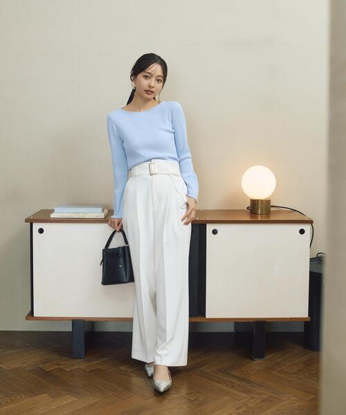 PROPORTION BODY DRESSING（プロポーションボディドレッシング）の「＜明日香さんコラボ＞ベルト付き美脚ワイドパンツ / 1216130303（その他パンツ・レディース・ホワイト/ブラック・MEDIUM/SMALL/P/S）」の22枚目の写真