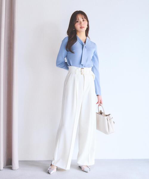 PROPORTION BODY DRESSING（プロポーションボディドレッシング）の「＜明日香さんコラボ＞ベルト付き美脚ワイドパンツ / 1216130303（その他パンツ・レディース・ホワイト/ブラック・MEDIUM/SMALL/P/S）」の5枚目の写真