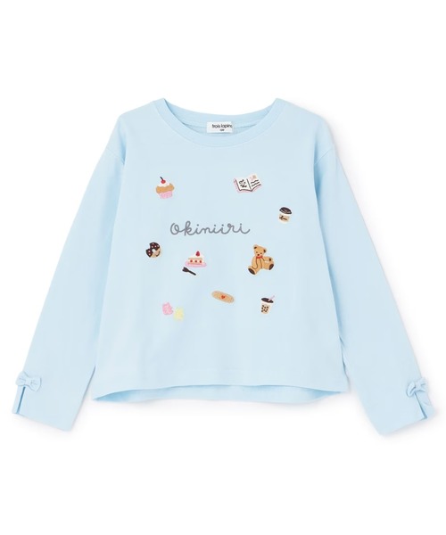 trois lapins kp(トロワラパンケーピー)の「【Trois Lapins】 okiniiri 長T 【POMプロテクト加工】(Tシャツ/カットソー・キッズ・サックスブルー/ブラック・120cm/140cm/150cm/160cm/130cm)」の1枚目の写真