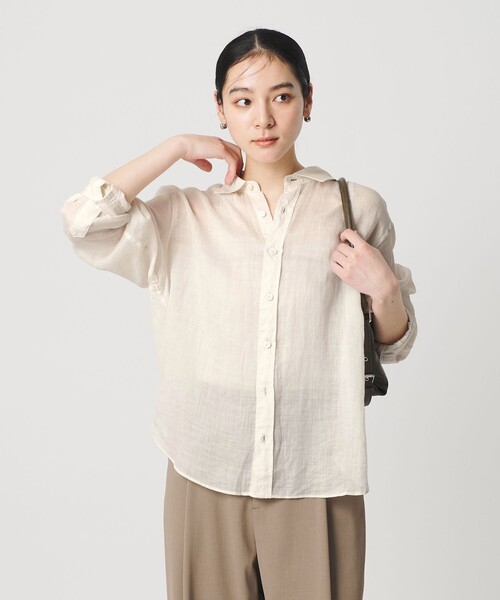 BEAUTY&YOUTH UNITED ARROWS（ビューティーアンドユースユナイテッドアローズ）の「麻 レギュラーカラー シャツ ウォッシャブル（シャツ/ブラウス・レディース・ホワイト/ブラック/コバルトブルー・FREE）」の4枚目の写真