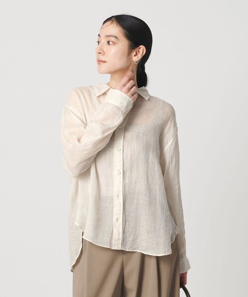 BEAUTY&YOUTH UNITED ARROWS（ビューティーアンドユースユナイテッドアローズ）の「麻 レギュラーカラー シャツ ウォッシャブル（シャツ/ブラウス・レディース・ホワイト/ブラック/コバルトブルー・FREE）」の5枚目の写真