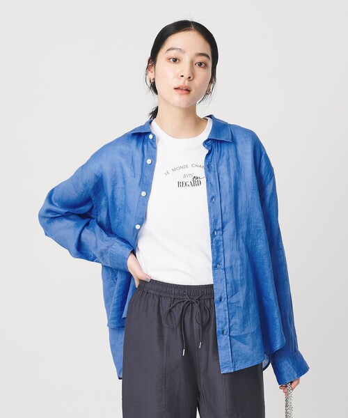 BEAUTY&YOUTH UNITED ARROWS（ビューティーアンドユースユナイテッドアローズ）の「麻 レギュラーカラー シャツ ウォッシャブル（シャツ/ブラウス・レディース・ホワイト/ブラック/コバルトブルー・FREE）」の7枚目の写真