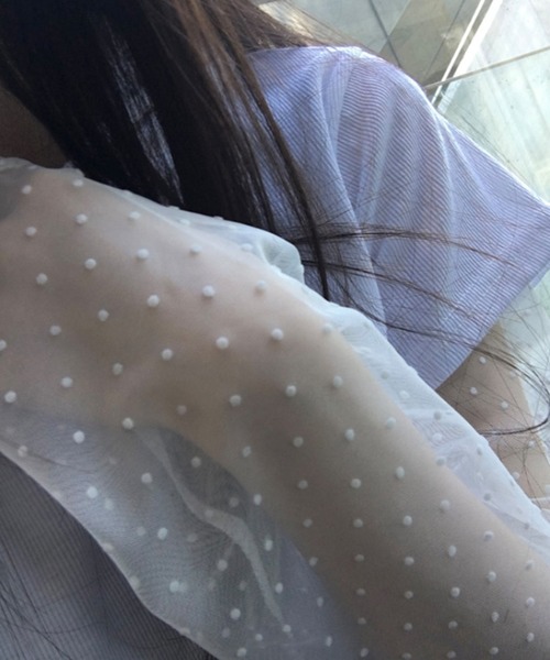 HALEY PESCA(ヘーリーペスカ)の「HALEY PESCA/フェイクレイヤードシアーTシャツ(Tシャツ/カットソー・レディース・ホワイト/ブラック/グレー・FREE)」の5枚目の写真