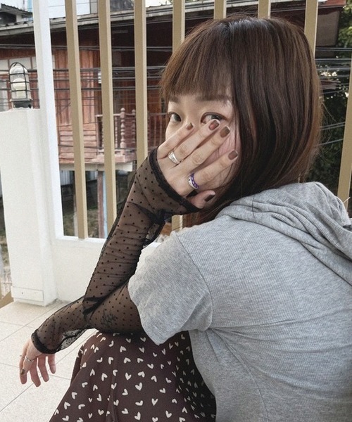 HALEY PESCA(ヘーリーペスカ)の「HALEY PESCA/フェイクレイヤードシアーTシャツ(Tシャツ/カットソー・レディース・ホワイト/ブラック/グレー・FREE)」の20枚目の写真