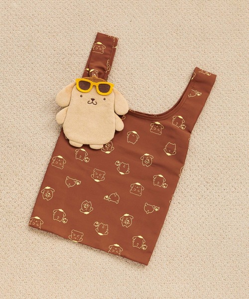 Me%（ミィパーセント）の「【ポムポムプリン】ポーチ付きエコBAG　631402（エコバッグ/サブバッグ・レディース・ブラック/ブラウン/イエロー系その他・FREE）」の2枚目の写真