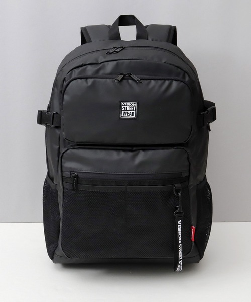 VISION STREET WEAR(ヴィジョンストリートウェア)の「大容量 ポリウレタンコーティング 600Dポリエステル 2ポケット バックパック A4・B4・PC収納対応(バックパック/リュック・メンズ・ブラック・FREE)」の6枚目の写真