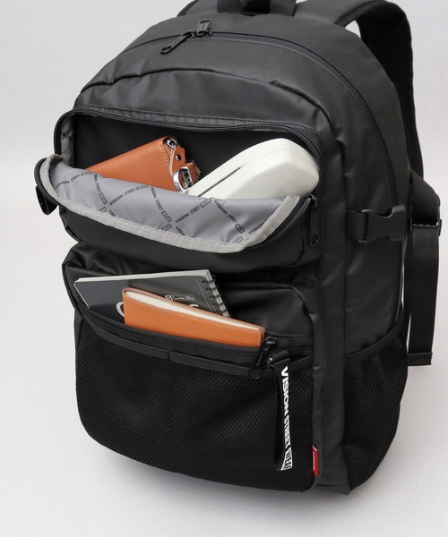 VISION STREET WEAR(ヴィジョンストリートウェア)の「大容量 ポリウレタンコーティング 600Dポリエステル 2ポケット バックパック A4・B4・PC収納対応(バックパック/リュック・メンズ・ブラック・FREE)」の14枚目の写真