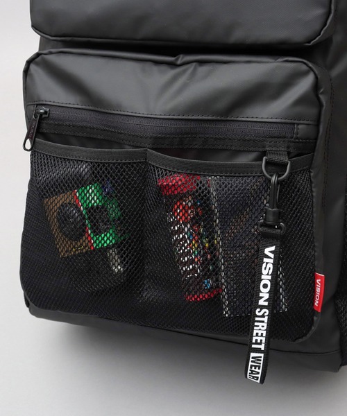 VISION STREET WEAR(ヴィジョンストリートウェア)の「大容量 ポリウレタンコーティング 600Dポリエステル 2ポケット バックパック A4・B4・PC収納対応(バックパック/リュック・メンズ・ブラック・FREE)」の15枚目の写真