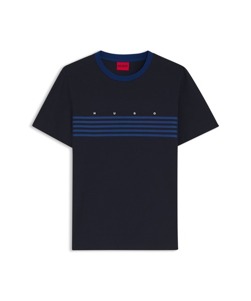 HUGO（ヒューゴ）の「コットン Tシャツ プリントライン（Tシャツ/カットソー・メンズ・ダークブルー/ホワイト・XS/XXL/M/XL/L/S）」の10枚目の写真