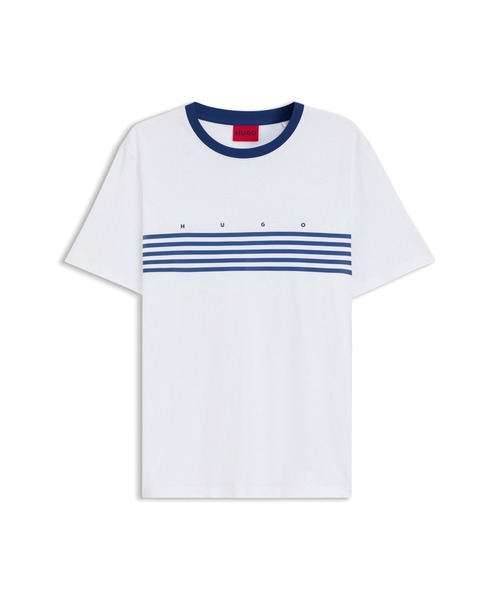 HUGO（ヒューゴ）の「コットン Tシャツ プリントライン（Tシャツ/カットソー・メンズ・ダークブルー/ホワイト・XS/XXL/M/XL/L/S）」の6枚目の写真