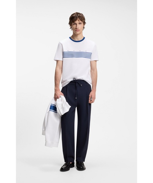 HUGO（ヒューゴ）の「コットン Tシャツ プリントライン（Tシャツ/カットソー・メンズ・ダークブルー/ホワイト・XS/XXL/M/XL/L/S）」の4枚目の写真