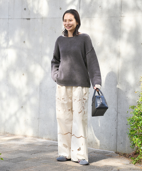 JOURNAL STANDARD(ジャーナルスタンダード)の「《追加3》テープヤーンDROPプルオーバー(ニット/セーター・レディース・ブラック系その他/ピンク/ホワイト・FREE)」の4枚目の写真