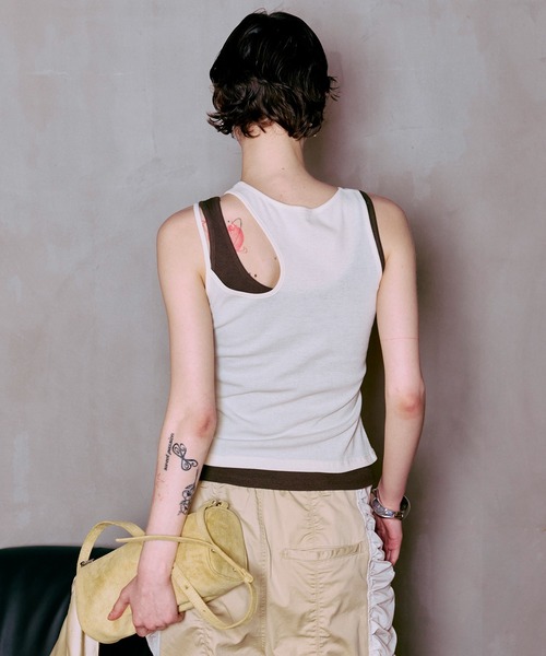 PRE-ORDER】Motif Layered Tank Top/モチーフ付レイヤードタンクトップ