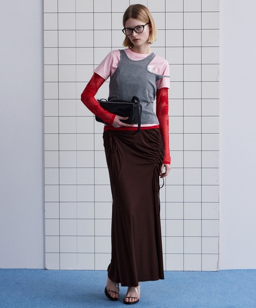 MAISON SPECIAL(メゾンスペシャル)の「Motif Layered Tank Top/モチーフ付レイヤードタンクトップ(タンクトップ・レディース・ホワイト/グレー/ライトブルー/ブラック・FREE)」の11枚目の写真