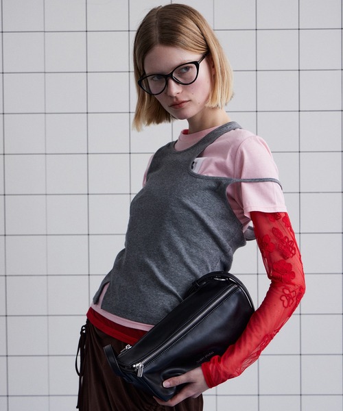 MAISON SPECIAL(メゾンスペシャル)の「Motif Layered Tank Top/モチーフ付レイヤードタンクトップ(タンクトップ・レディース・ホワイト/グレー/ライトブルー/ブラック・FREE)」の9枚目の写真