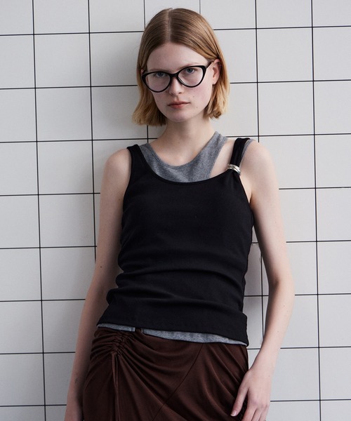 MAISON SPECIAL(メゾンスペシャル)の「Motif Layered Tank Top/モチーフ付レイヤードタンクトップ(タンクトップ・レディース・ホワイト/グレー/ライトブルー/ブラック・FREE)」の7枚目の写真