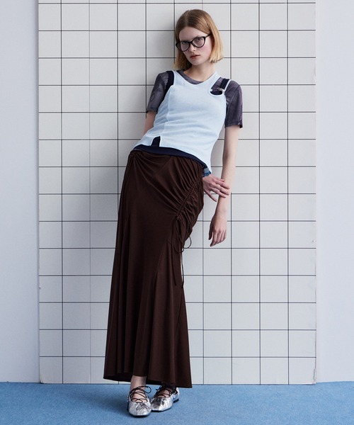 MAISON SPECIAL(メゾンスペシャル)の「Motif Layered Tank Top/モチーフ付レイヤードタンクトップ(タンクトップ・レディース・ホワイト/グレー/ライトブルー/ブラック・FREE)」の6枚目の写真