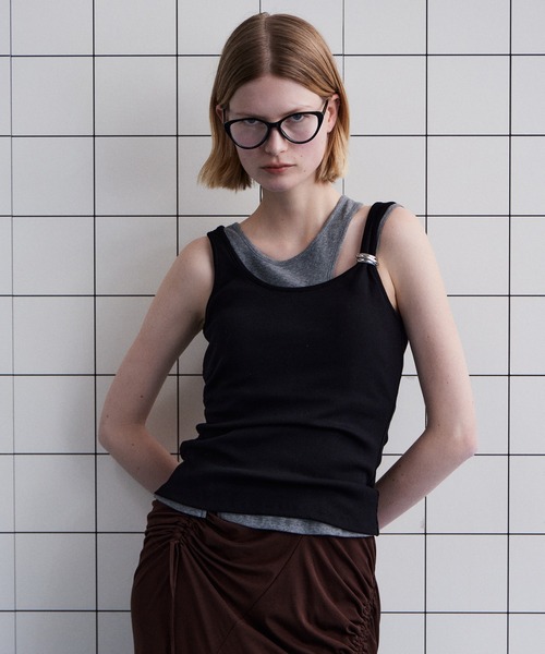 MAISON SPECIAL(メゾンスペシャル)の「Motif Layered Tank Top/モチーフ付レイヤードタンクトップ(タンクトップ・レディース・ホワイト/グレー/ライトブルー/ブラック・FREE)」の15枚目の写真