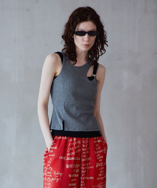 MAISON SPECIAL(メゾンスペシャル)の「Motif Layered Tank Top/モチーフ付レイヤードタンクトップ(タンクトップ・レディース・ホワイト/グレー/ライトブルー/ブラック・FREE)」の20枚目の写真