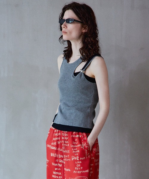 MAISON SPECIAL(メゾンスペシャル)の「Motif Layered Tank Top/モチーフ付レイヤードタンクトップ(タンクトップ・レディース・ホワイト/グレー/ライトブルー/ブラック・FREE)」の19枚目の写真