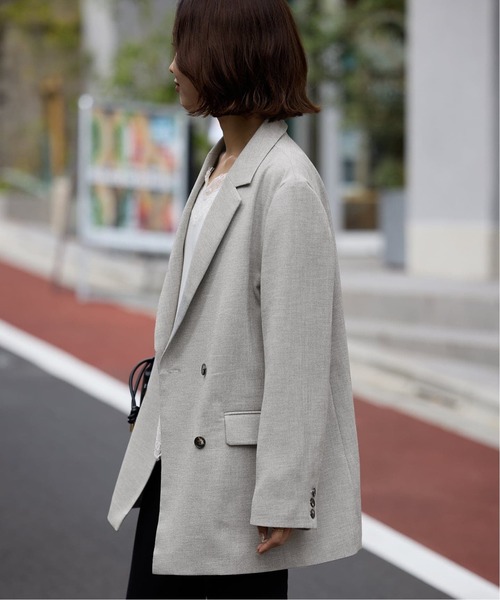 SLOBE IENA（スローブイエナ）の「《セットアップ対応可/追加3》ウォッシャブルツイルダブルジャケット（テーラードジャケット・レディース・グレー・36/38）」の10枚目の写真