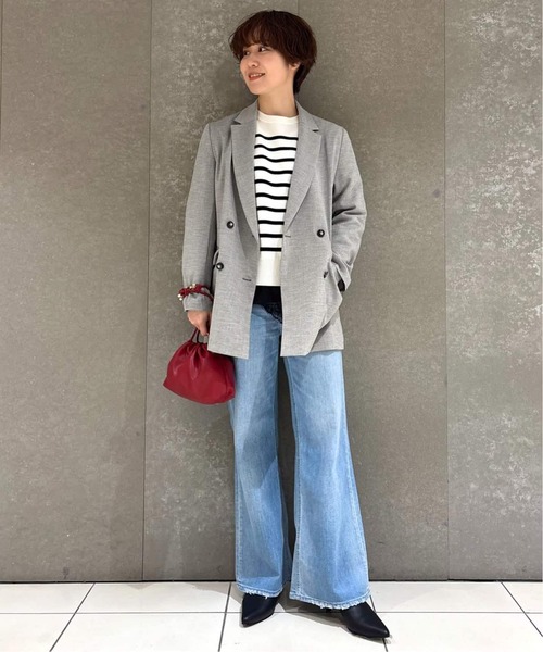 SLOBE IENA（スローブイエナ）の「《セットアップ対応可/追加3》ウォッシャブルツイルダブルジャケット（テーラードジャケット・レディース・グレー・36/38）」の17枚目の写真