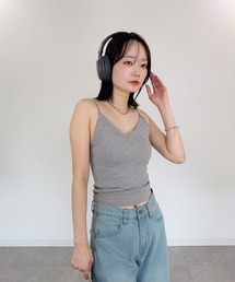 Vネック レース カップ付きキャミソール