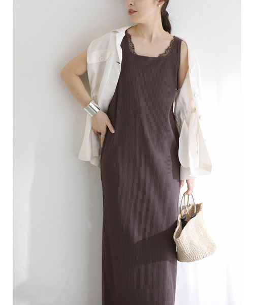 La TOTALITE(ラトータリテ)の「【洗える】2WAYレースリブワンピース(ワンピース・レディース・ブラウン/ブラック・36/38)」の2枚目の写真